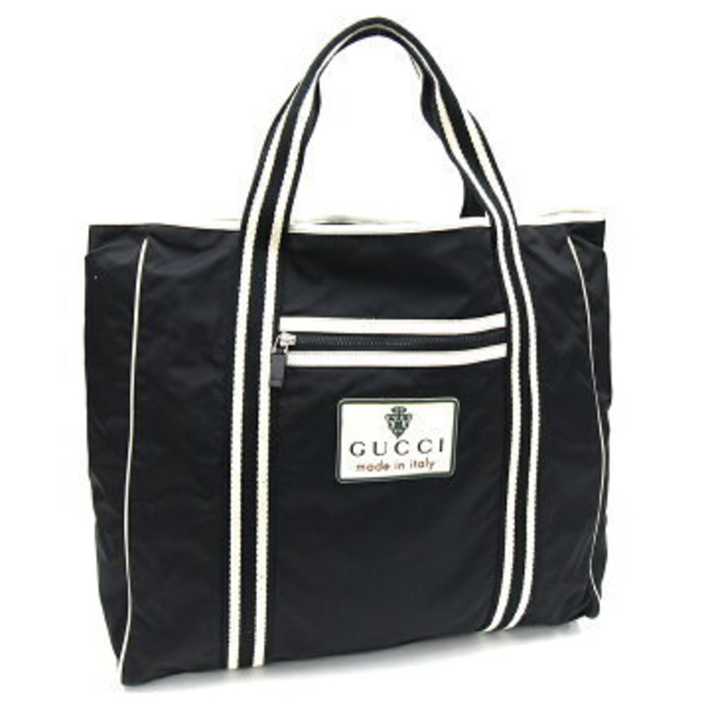 Gucci Tote Bag Black Nylon Leather Shoulder Bag travel gym